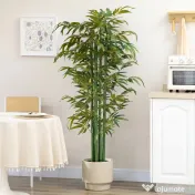 HOMCOM Plantă Artificială de Bambus, 180 cm, Realistă, cu Ghiveci Decorativ pentru Living și Dormitor, Verde | Aosom Romania