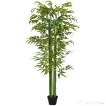 HOMCOM Plantă Artificială de Bambus, 180 cm, Realistă, cu Ghiveci Decorativ pentru Living și Dormitor, Verde