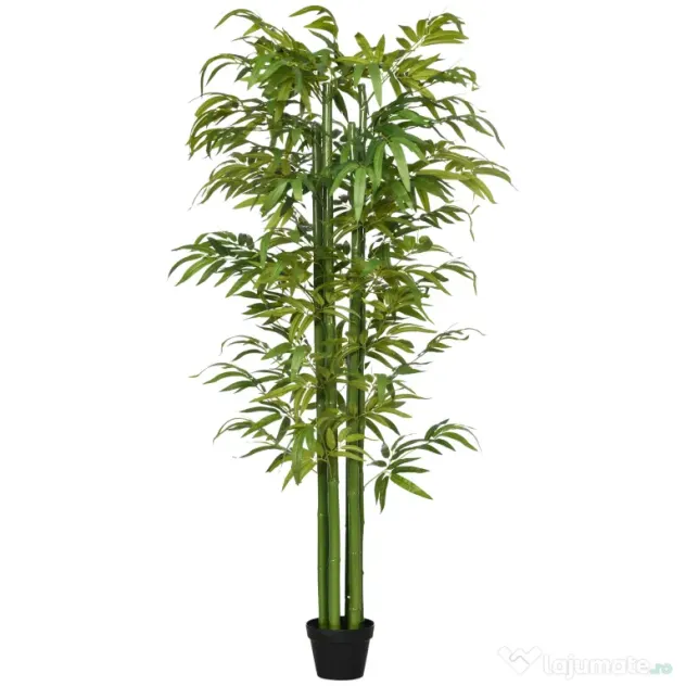 HOMCOM Plantă Artificială de Bambus, 180 cm, Realistă, cu Ghiveci Decorativ pentru Living și Dormitor, Verde