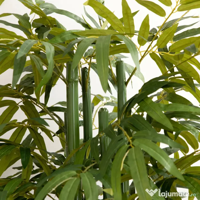 HOMCOM Plantă Artificială de Bambus, 180 cm, Realistă, cu Ghiveci Decorativ pentru Living și Dormitor, Verde