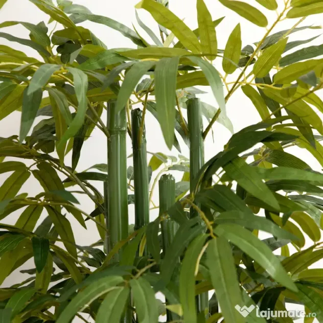 HOMCOM Plantă Artificială de Bambus, 180 cm, Realistă, cu Ghiveci Decorativ pentru Living și Dormitor, Verde