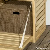 Outsunny Bancă de Depozitare pentru Grădină din Lemn de Brad cu Spalier Integrat și 4 Rafturi, Bancă de Depozitare Exterior Impermeabilă cu Închidere Magnetică, 80x45x160 cm, Culoare Lemn 