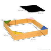 Outsunny Cutie Nisip Copii din Lemn, Design Natural, Rezistent la Intemperii, cu Capac Protecție | Aosom Romania 