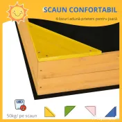 Outsunny Cutie Nisip Copii din Lemn, Design Natural, Rezistent la Intemperii, cu Capac Protecție | Aosom Romania 