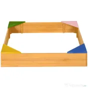 Outsunny Cutie Nisip Copii din Lemn, Design Natural, Rezistent la Intemperii, cu Capac Protecție | Aosom Romania 