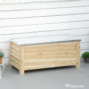 Outsunny Ladă de Exterior de 155L din Lemn cu Capac din Metal și 2 Amortizoare, 110x50x50 cm, culoare Lemn 