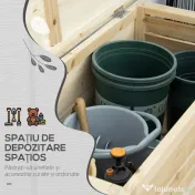 Outsunny Ladă de Exterior de 155L din Lemn cu Capac din Metal și 2 Amortizoare, 110x50x50 cm, culoare Lemn 