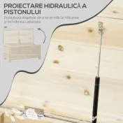 Outsunny Ladă de Exterior de 155L din Lemn cu Capac din Metal și 2 Amortizoare, 110x50x50 cm, culoare Lemn 