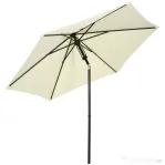 Outsunny Umbrela pentru gradina din poliester si metal cu 6 bare, cu acoperis inclinabil la 45°, Ø262x243 cm, bej si negru