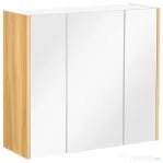 kleankin Dulap cu Oglindă pentru Baie, 3 Uși, Rafturi Reglabile, 68x22x60cm, Alb