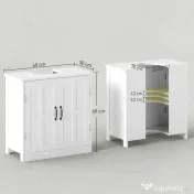 kleankin Dulap pentru Chiuvetă cu Piedestal, Dulap Sub Chiuvetă cu 2 Uși și Raft Reglabil, Dulap de Baie cu Decupaj în Formă de U, Alb | Aosom Romania 