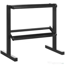 SPORTNOW Suport pentru Gantere pe 2 Niveluri, Organizator Stabil de Depozitare a Greutăților, 94x52.5x82cm, Negru | Aosom Romania