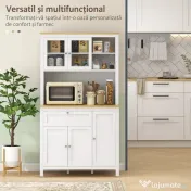 HOMCOM Bufet de Bucătărie cu Sertare, Rafturi Deschise și Rafturi Reglabile din Lemn MDF, 100x40x180 cm, Alb | Aosom Romania 