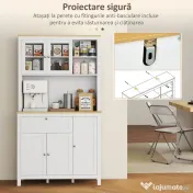 HOMCOM Bufet de Bucătărie cu Sertare, Rafturi Deschise și Rafturi Reglabile din Lemn MDF, 100x40x180 cm, Alb | Aosom Romania 