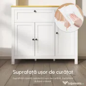 HOMCOM Bufet de Bucătărie cu Sertare, Rafturi Deschise și Rafturi Reglabile din Lemn MDF, 100x40x180 cm, Alb | Aosom Romania 