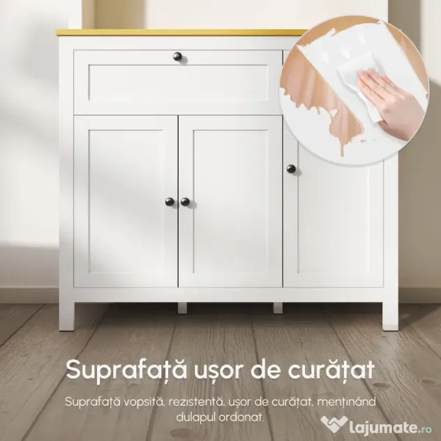 HOMCOM Bufet de Bucătărie cu Sertare, Rafturi Deschise și Rafturi Reglabile din Lemn MDF, 100x40x180 cm, Alb | Aosom Romania