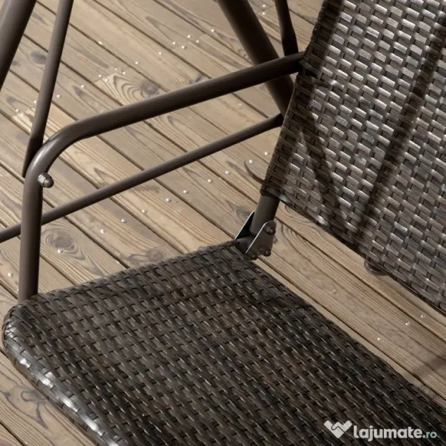 Outsunny Balansoar de gradina cu 3 locuri si acoperis reglabil, balansoar din ratan PE si otel, 167x112x153cm, maro | Aosom Romania
