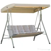 Outsunny Leagan de gradina cu 3 locuri cu structura din otel si baldachin reglabil, perne si cotiere captusite | Aosom Romania 