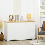 HOMCOM Bufet de Bucătărie, Dulap Depozitare cu 3 Uși, Rafturi Reglabile, Design Modern pentru Living, Hol, Alb | Aosom Romania 