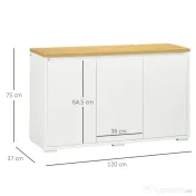 HOMCOM Bufet de Bucătărie, Dulap Depozitare cu 3 Uși, Rafturi Reglabile, Design Modern pentru Living, Hol, Alb | Aosom Romania 