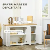 HOMCOM Bufet de Bucătărie, Dulap Depozitare cu 3 Uși, Rafturi Reglabile, Design Modern pentru Living, Hol, Alb | Aosom Romania 