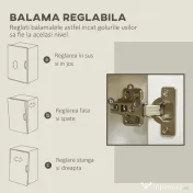 HOMCOM Bufet de Bucătărie, Dulap Depozitare cu 3 Uși, Rafturi Reglabile, Design Modern pentru Living, Hol, Alb | Aosom Romania 