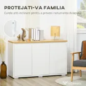 HOMCOM Bufet de Bucătărie, Dulap Depozitare cu 3 Uși, Rafturi Reglabile, Design Modern pentru Living, Hol, Alb | Aosom Romania 