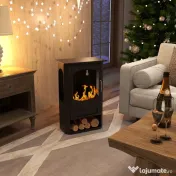 HOMCOM Șemineu pe Bioetanol Independent, Arzător de 1,2L, Durată 3 Ore, Suprafață Încălzită 20-25 m², Negru 
