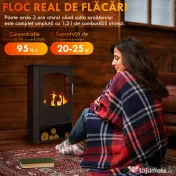 HOMCOM Șemineu pe Bioetanol Independent, Arzător de 1,2L, Durată 3 Ore, Suprafață Încălzită 20-25 m², Negru 