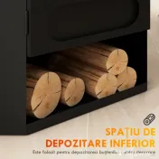 HOMCOM Șemineu pe Bioetanol Independent, Arzător de 1,2L, Durată 3 Ore, Suprafață Încălzită 20-25 m², Negru 