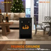 HOMCOM Șemineu pe Bioetanol Independent, Arzător de 1,2L, Durată 3 Ore, Suprafață Încălzită 20-25 m², Negru 