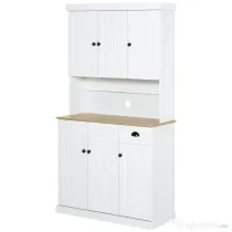 HOMCOM Bufet de Bucătărie Modern cu Dulap pentru Depozitare, Ideal pentru Cuptorul cu Microunde, Design Elegant, Alb | Aosom Romania