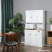 HOMCOM Bufet de Bucătărie Modern cu Dulap pentru Depozitare, Ideal pentru Cuptorul cu Microunde, Design Elegant, Alb | Aosom Romania