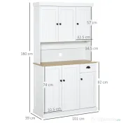 HOMCOM Bufet de Bucătărie Modern cu Dulap pentru Depozitare, Ideal pentru Cuptorul cu Microunde, Design Elegant, Alb | Aosom Romania