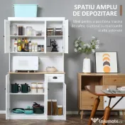 HOMCOM Bufet de Bucătărie Modern cu Dulap pentru Depozitare, Ideal pentru Cuptorul cu Microunde, Design Elegant, Alb | Aosom Romania