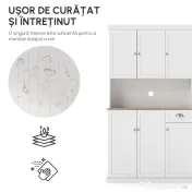 HOMCOM Bufet de Bucătărie Modern cu Dulap pentru Depozitare, Ideal pentru Cuptorul cu Microunde, Design Elegant, Alb | Aosom Romania