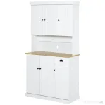 HOMCOM Bufet de Bucatarie, spatii de depozitare multiple, blat pentru cuptor si design modern, Alb