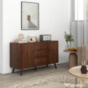 HOMCOM Bufet Modern pentru Sufragerie, Sala de Mese si Intrare din PAL cu 2 Dulapuri si 3 Sertare | Aosom RO 