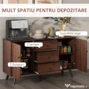 HOMCOM Bufet Modern pentru Sufragerie, Sala de Mese si Intrare din PAL cu 2 Dulapuri si 3 Sertare | Aosom RO 