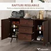 HOMCOM Bufet Modern pentru Sufragerie, Sala de Mese si Intrare din PAL cu 2 Dulapuri si 3 Sertare | Aosom RO 