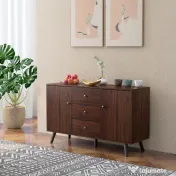 HOMCOM Bufet Modern pentru Sufragerie, Sala de Mese si Intrare din PAL cu 2 Dulapuri si 3 Sertare | Aosom RO 