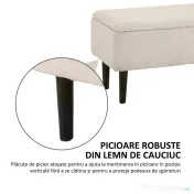 HOMCOM Scaun Modern cu Spațiu de Depozitare și Picioare din Lemn, Scaun Tapițat pentru Living sau Dormitor, 95x38x45 cm, Bej | Aosom Romania 