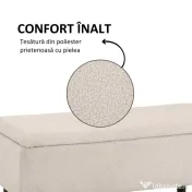 HOMCOM Scaun Modern cu Spațiu de Depozitare și Picioare din Lemn, Scaun Tapițat pentru Living sau Dormitor, 95x38x45 cm, Bej | Aosom Romania 