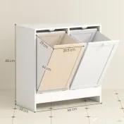 Kleankin Dulap de spalat, Dulap De Baie Cu 2 Cosuri Rabatabile, Dulap De Depozitare Modern Pentru Spalatorie, Alb 