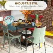 HOMCOM Masă Rotundă pentru 4-6 Persoane, Industriala, Rafturi Depozitare, 100cm, Negru | Aosom Romania 