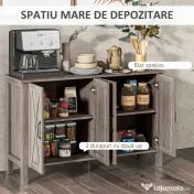 HOMCOM Dulap în Stil Rustic cu 2 Rafturi Reglabile pentru Depozitare, Dulap pentru TV cu 4 Uși, 120x37x75 cm, Gri | Aosom Romania