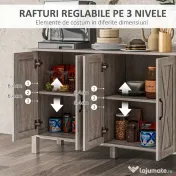 HOMCOM Dulap în Stil Rustic cu 2 Rafturi Reglabile pentru Depozitare, Dulap pentru TV cu 4 Uși, 120x37x75 cm, Gri | Aosom Romania