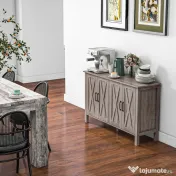 HOMCOM Dulap în Stil Rustic cu 2 Rafturi Reglabile pentru Depozitare, Dulap pentru TV cu 4 Uși, 120x37x75 cm, Gri | Aosom Romania