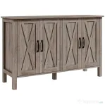 HOMCOM Dulap Multifuncțional Stil Rustic cu 4 Rafturi Reglabile, din Lemn, 120x37x75 cm, Gri
