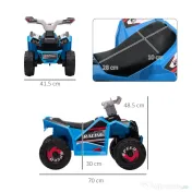 HOMCOM ATV pentru Copii 18-36 Luni din PP și Metal cu Roți Rezistente, Viteză Max 2.5 km/h, Design Atractiv, Albastru Gri și Negru | Aosom Romania 